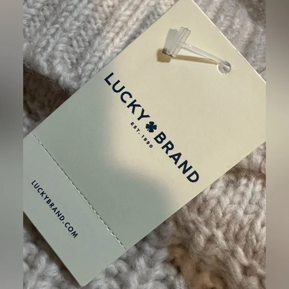 LUCKY BRAND Oatmeal Beige Traveling Rib Ribbed Turtle Neck Sweater XL - Picture 7 of 8